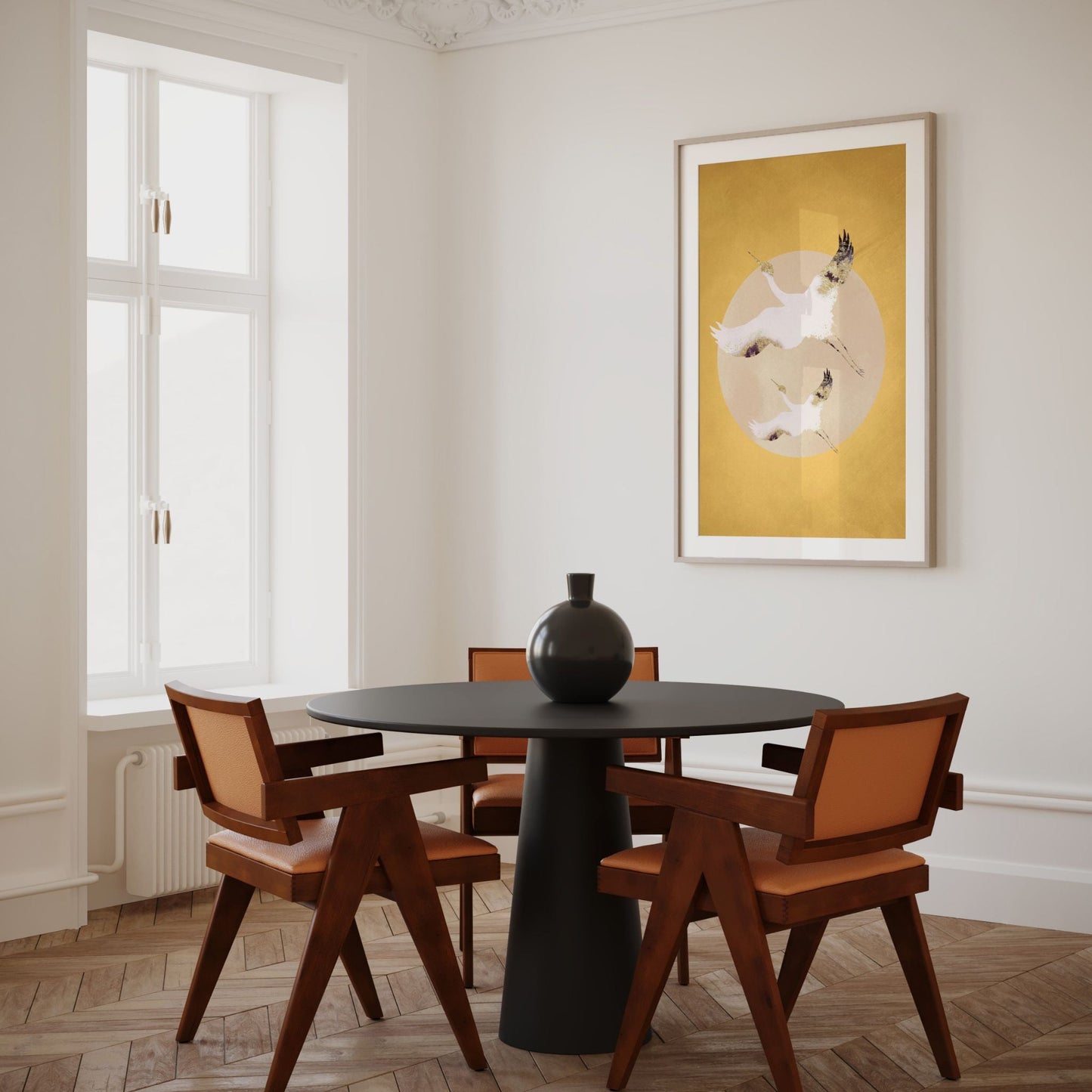 Cranes & Sun - Yellow - AureousHome