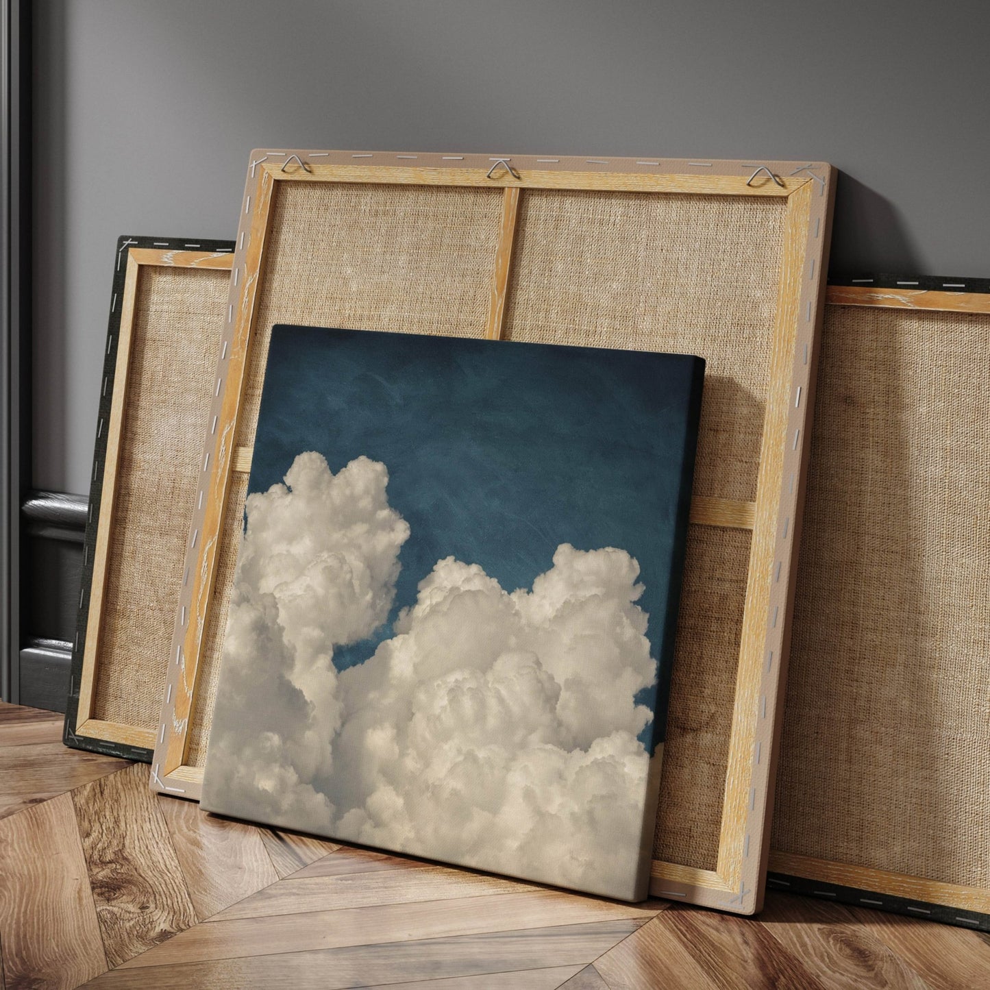 Dream On Square Framed Canvas Art - Vintage Blue - AureousHome