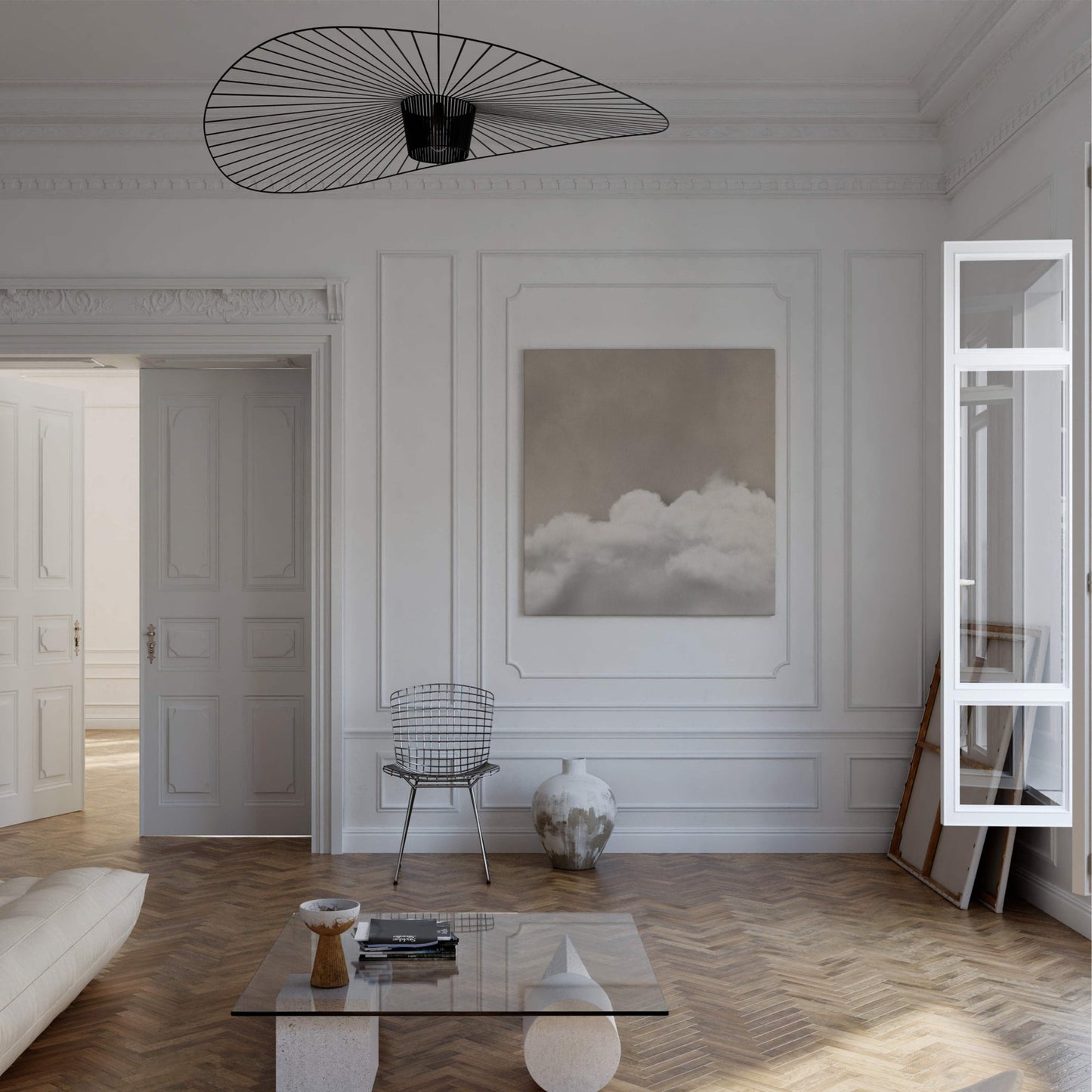 Drift Square Canvas - Beige Cloud - AureousHome