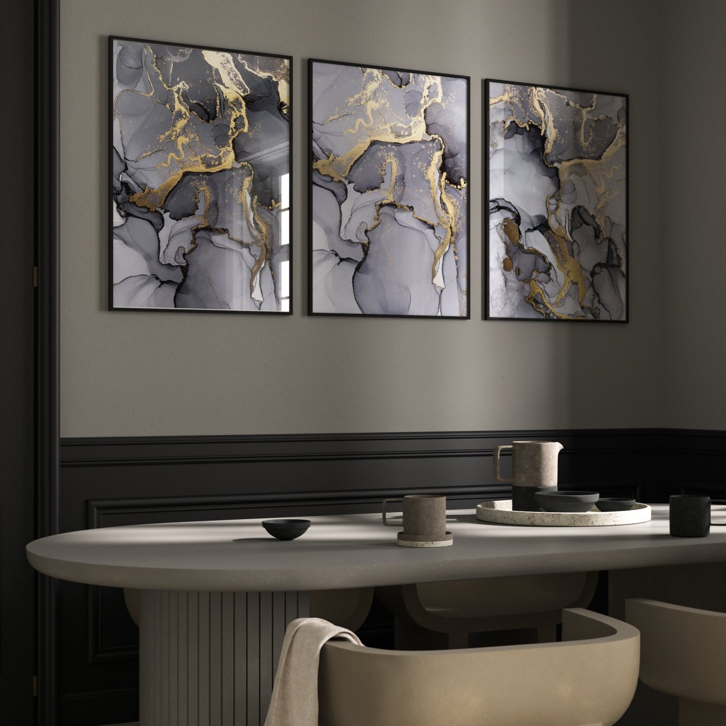 Marble Trio - Grey / Gold