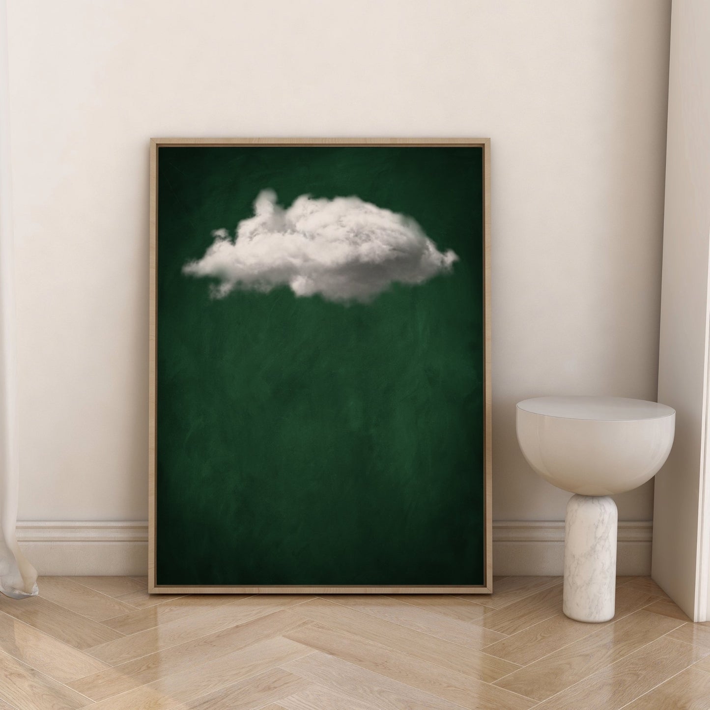 Emerald Green Cloud Framed Canvas 