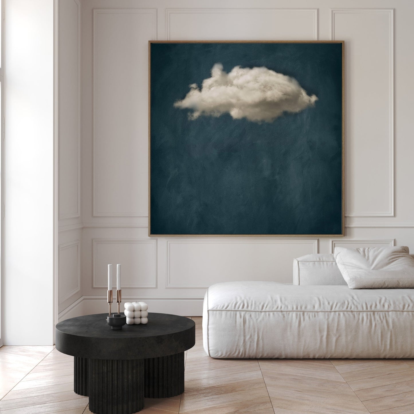 Nuage Square Framed Canvas Art - Vintage Blue - AureousHome