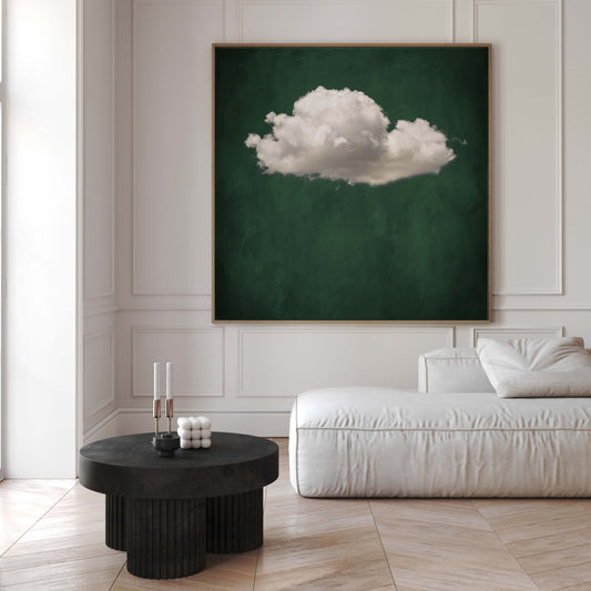 Emerald green cloud framed canvas art