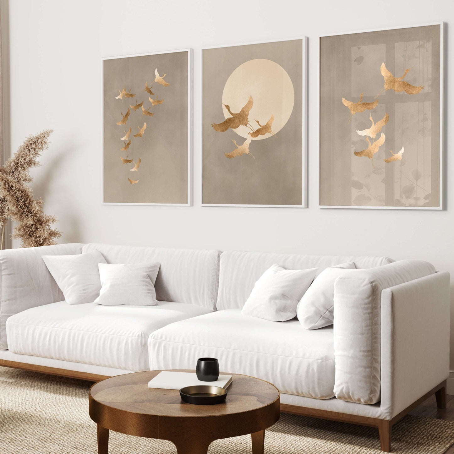 Tsuru trio - Beige and Gold - AureousHome