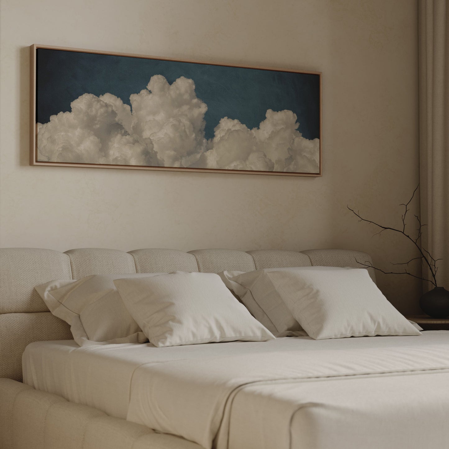 Dream On Framed Canvas - Vintage Blue / Panoramic