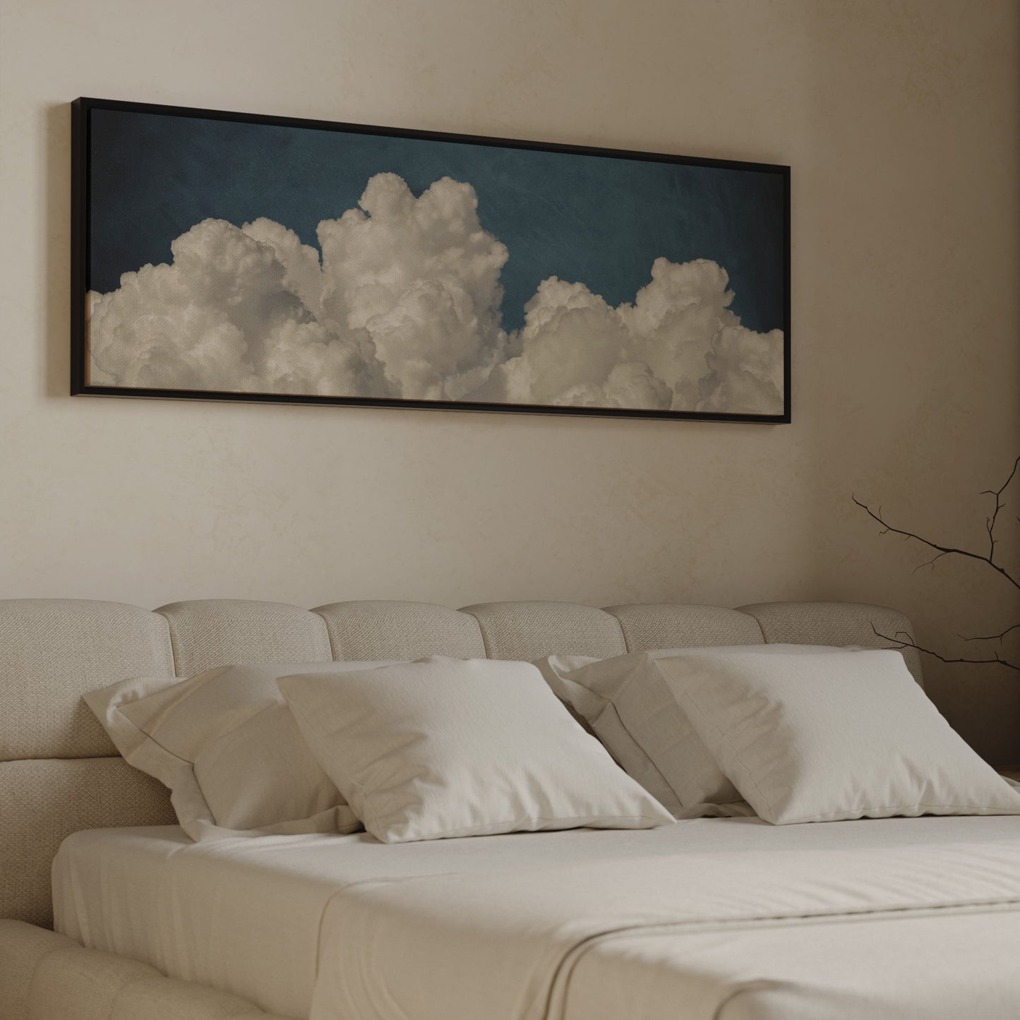Dream On Framed Canvas - Vintage Blue / Panoramic