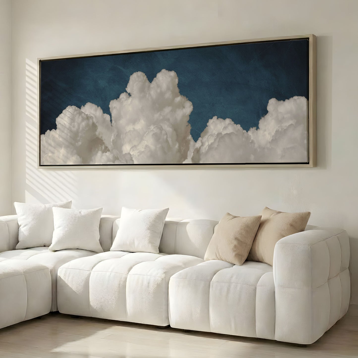 Dream On Framed Canvas - Vintage Blue / Panoramic