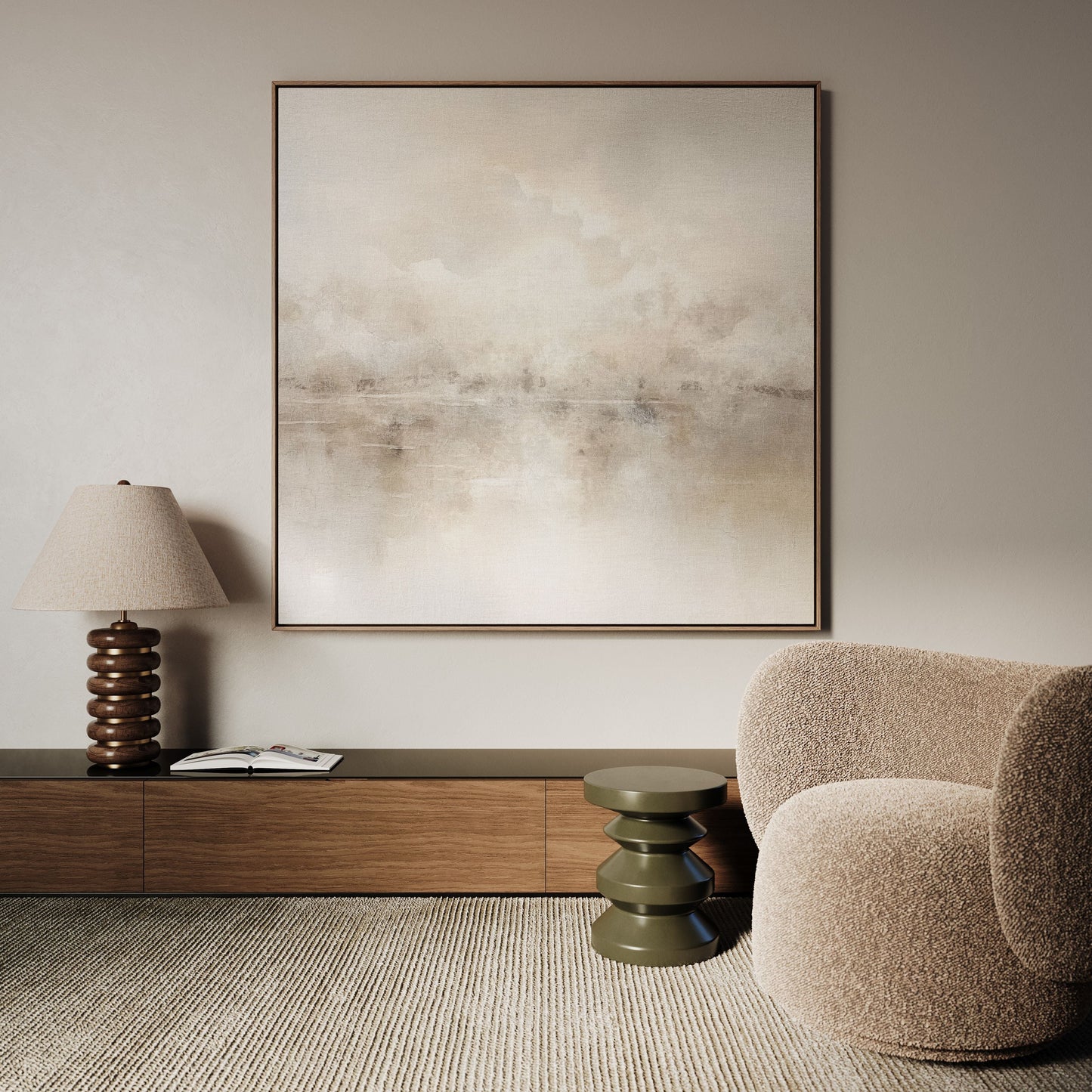 Mist Square Framed Canvas - AureousHome