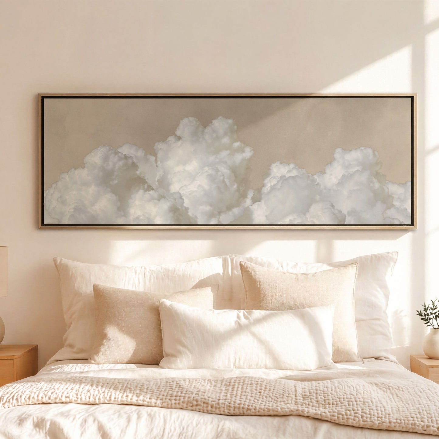 Dream On Framed Canvas - Neutral / Panoramic