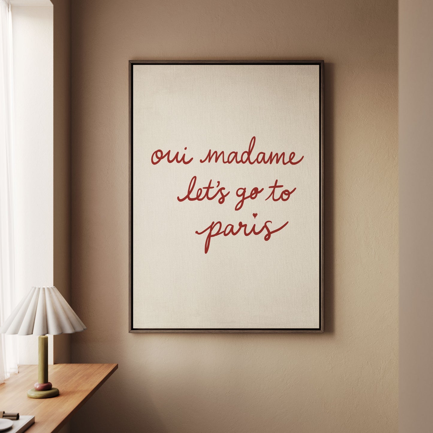 Oui Madamme Framed Canvas - Red / Beige