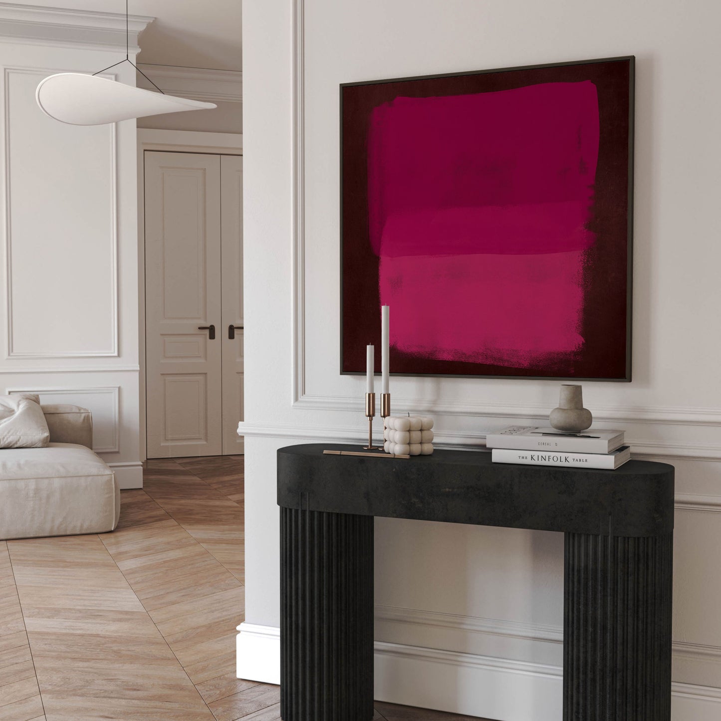 Rapture Square Framed Canvas - Magenta