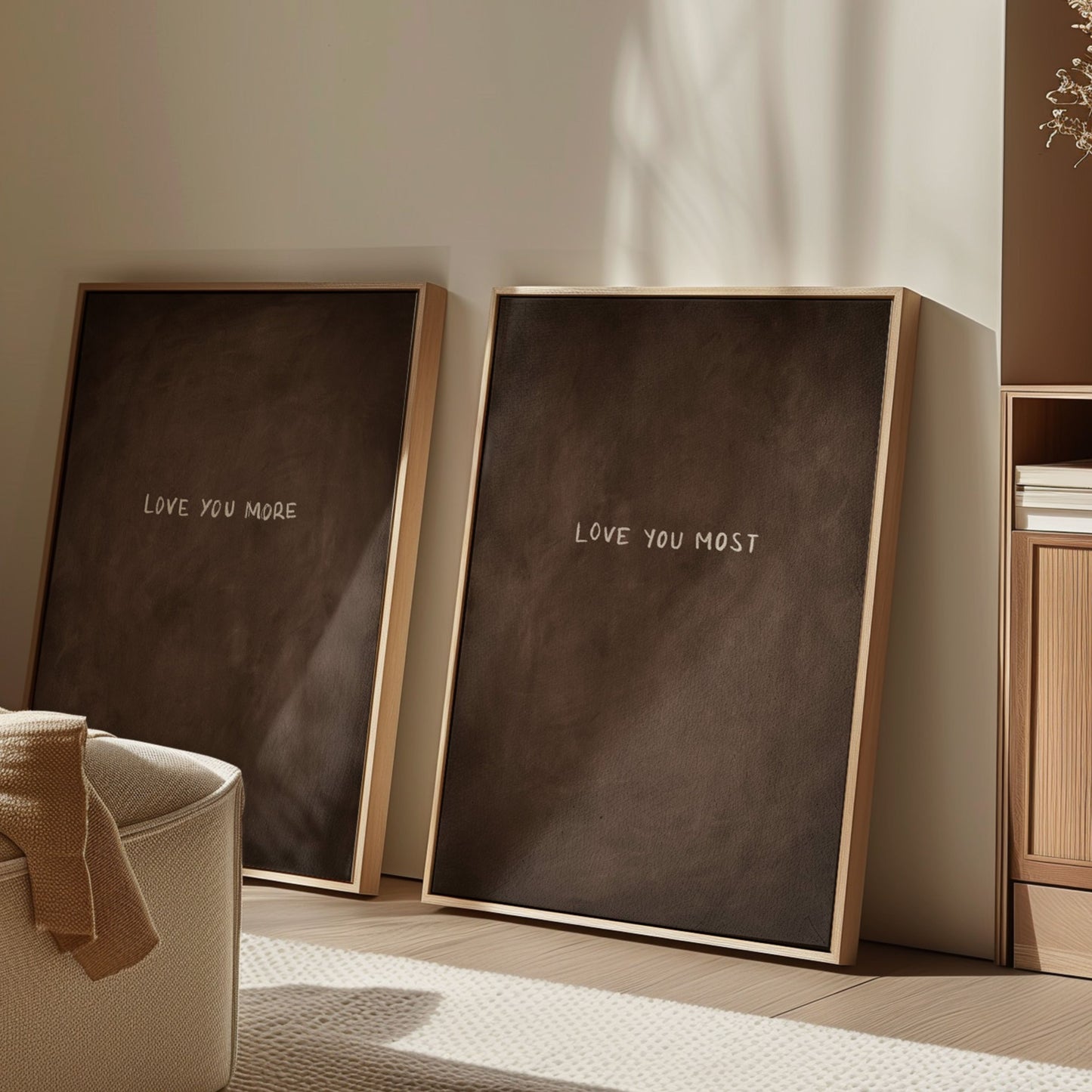 Love You More Framed Canvas Duo - Espresso