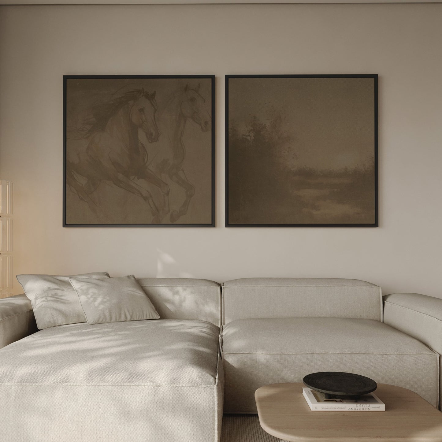 Wild Horses Square Framed Canvas Duo