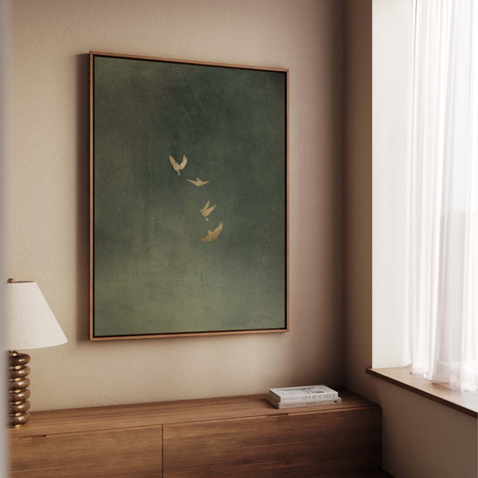 Sky Dance Framed Canvas - Earthy Green
