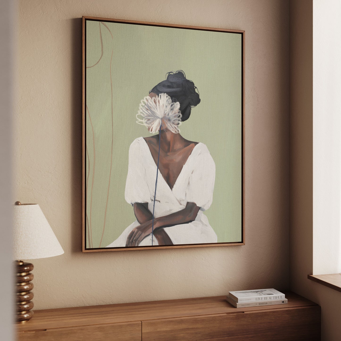 Rosa Framed Canvas - Sage