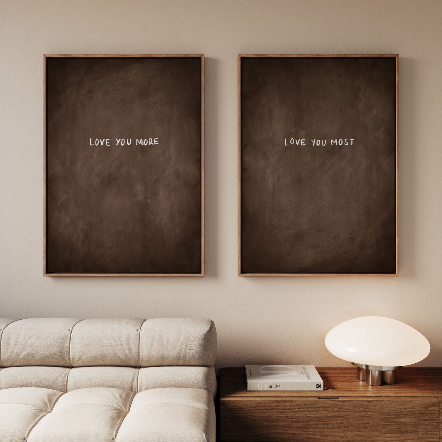Love You More Framed Canvas Duo - Espresso