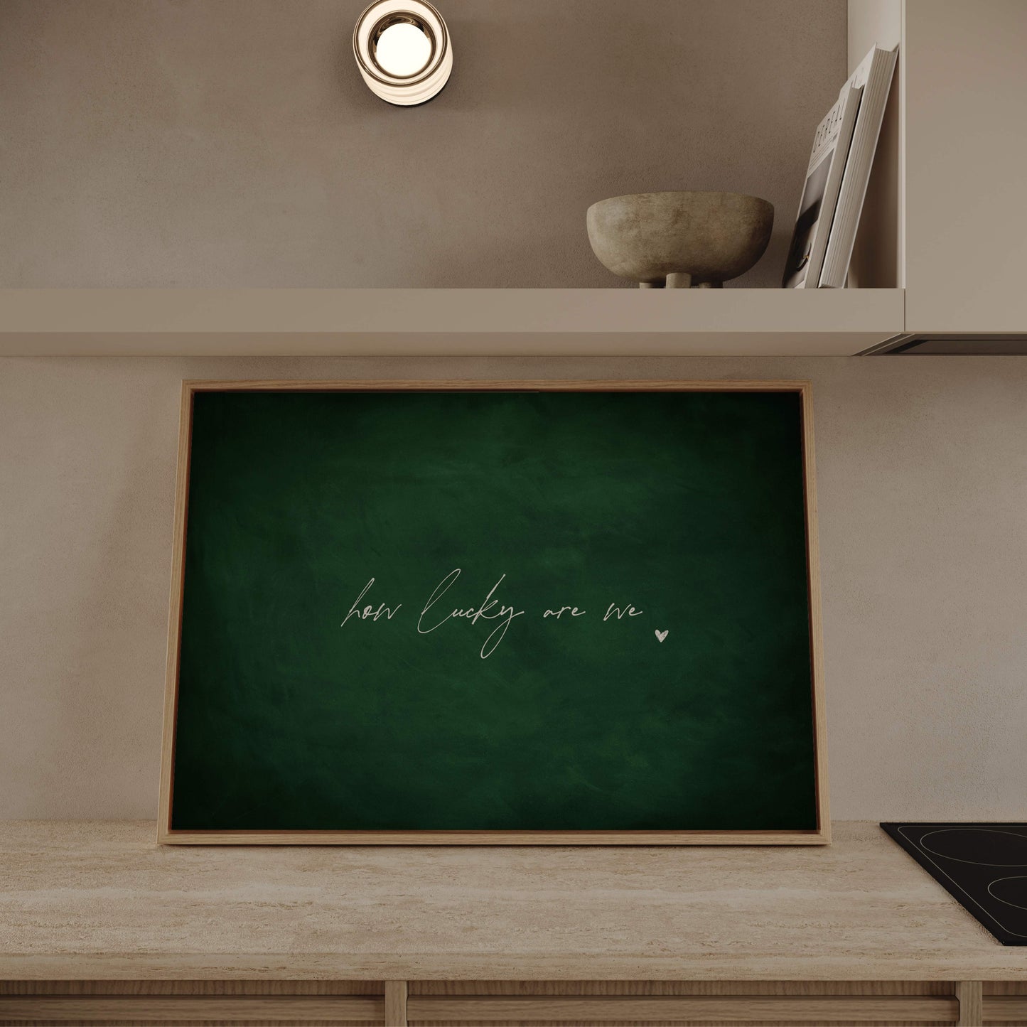 How Lucky Are We Framed Canvas - Emerald / Horizontal