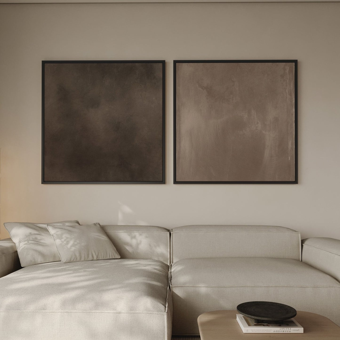 Mocha Latte Square Framed Canvas Duo