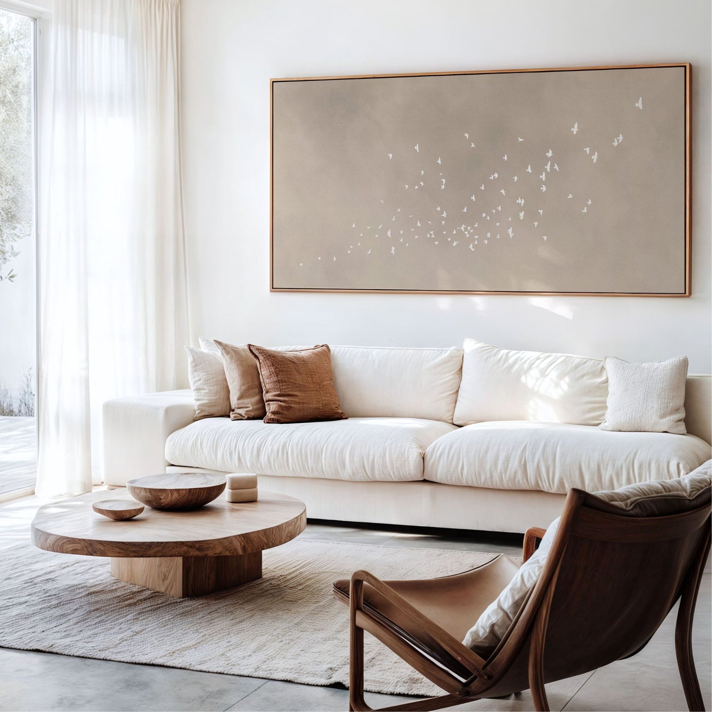 Flock Framed Canvas - Neutral / Panoramic