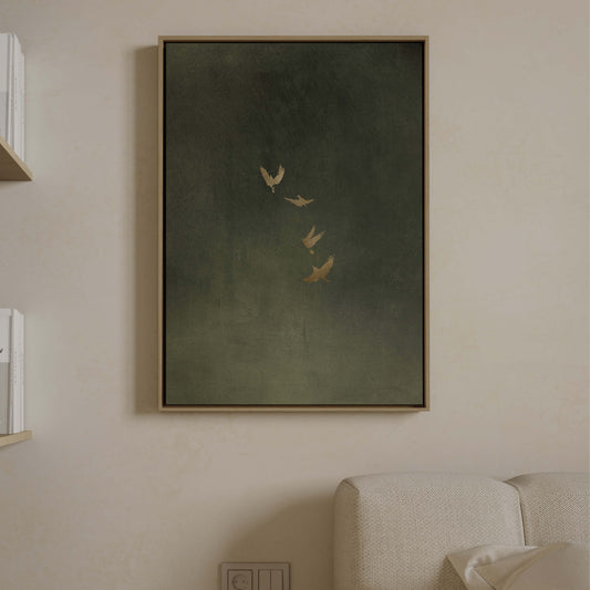 Sky Dance Framed Canvas - Earthy Green