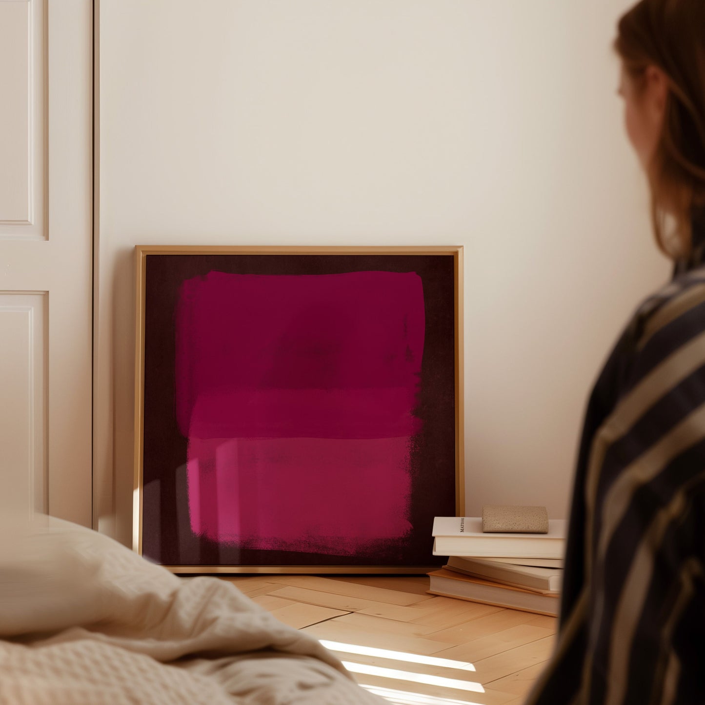 Rapture Square Framed Canvas - Magenta