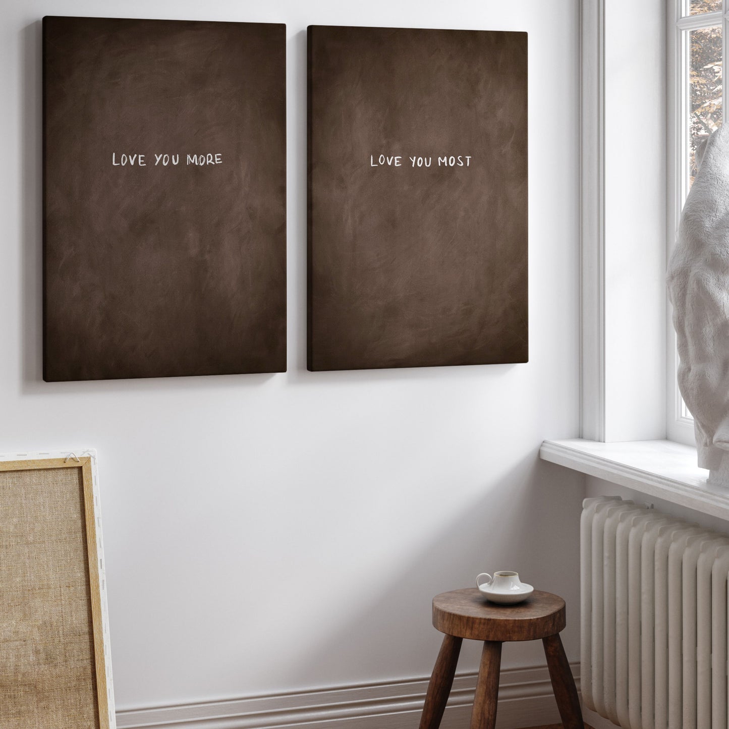 Love You More Framed Canvas Duo - Espresso