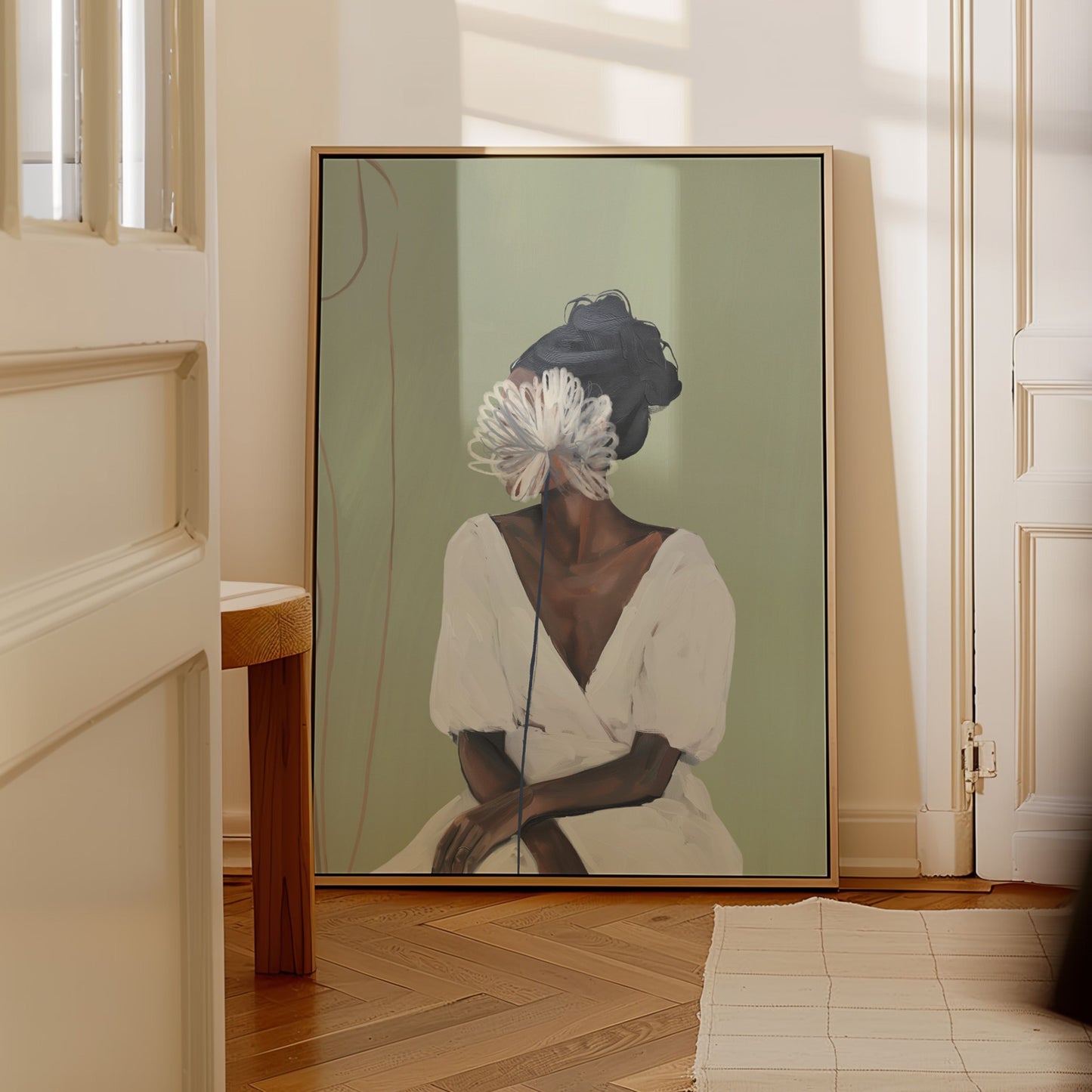 Rosa Framed Canvas - Sage
