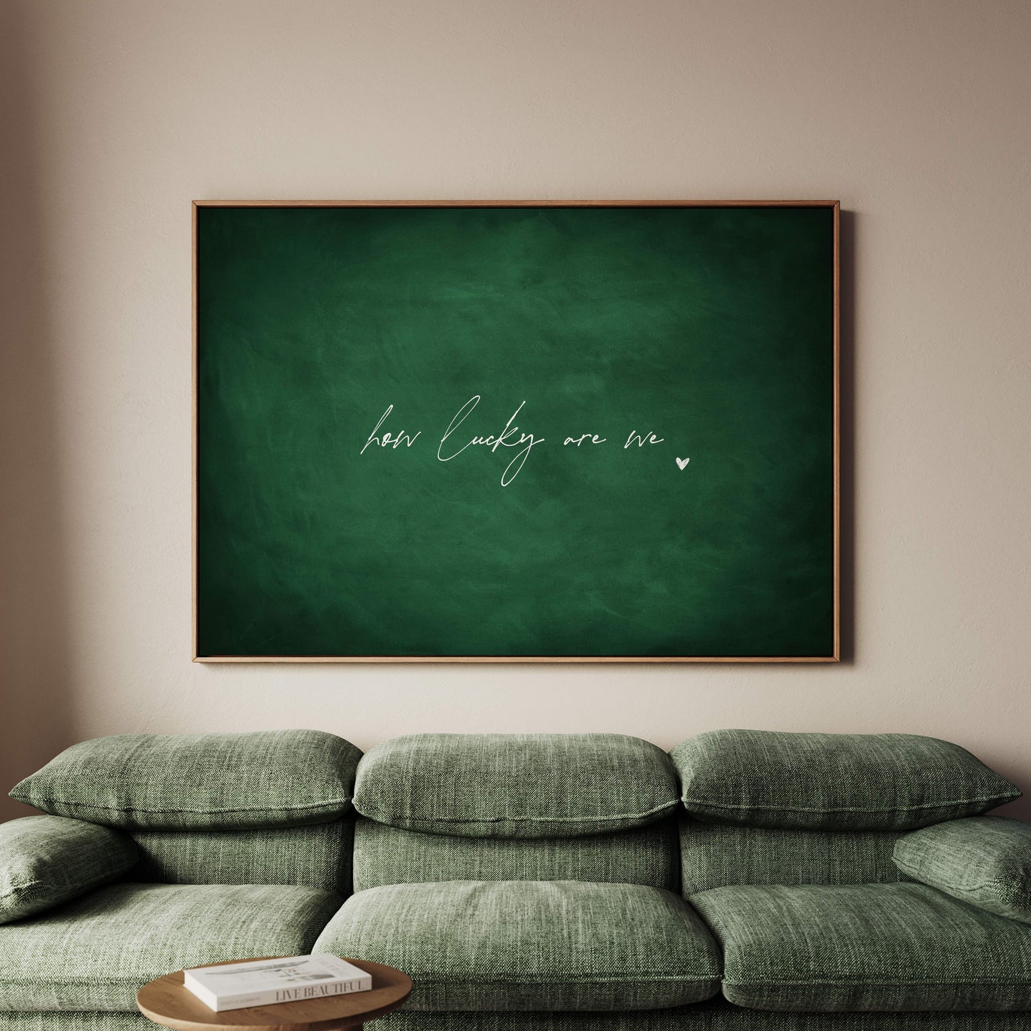 How Lucky Are We Framed Canvas - Emerald / Horizontal
