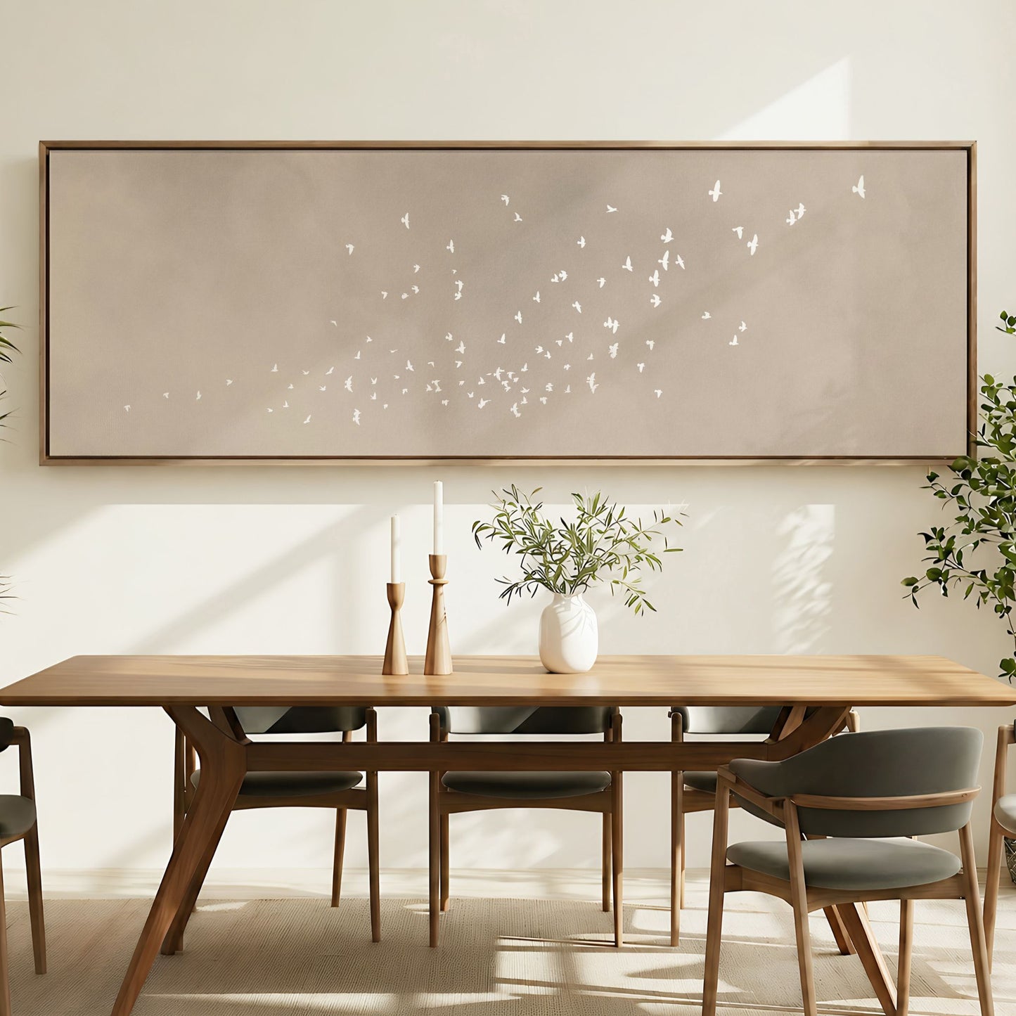 Flock Framed Canvas - Neutral / Panoramic