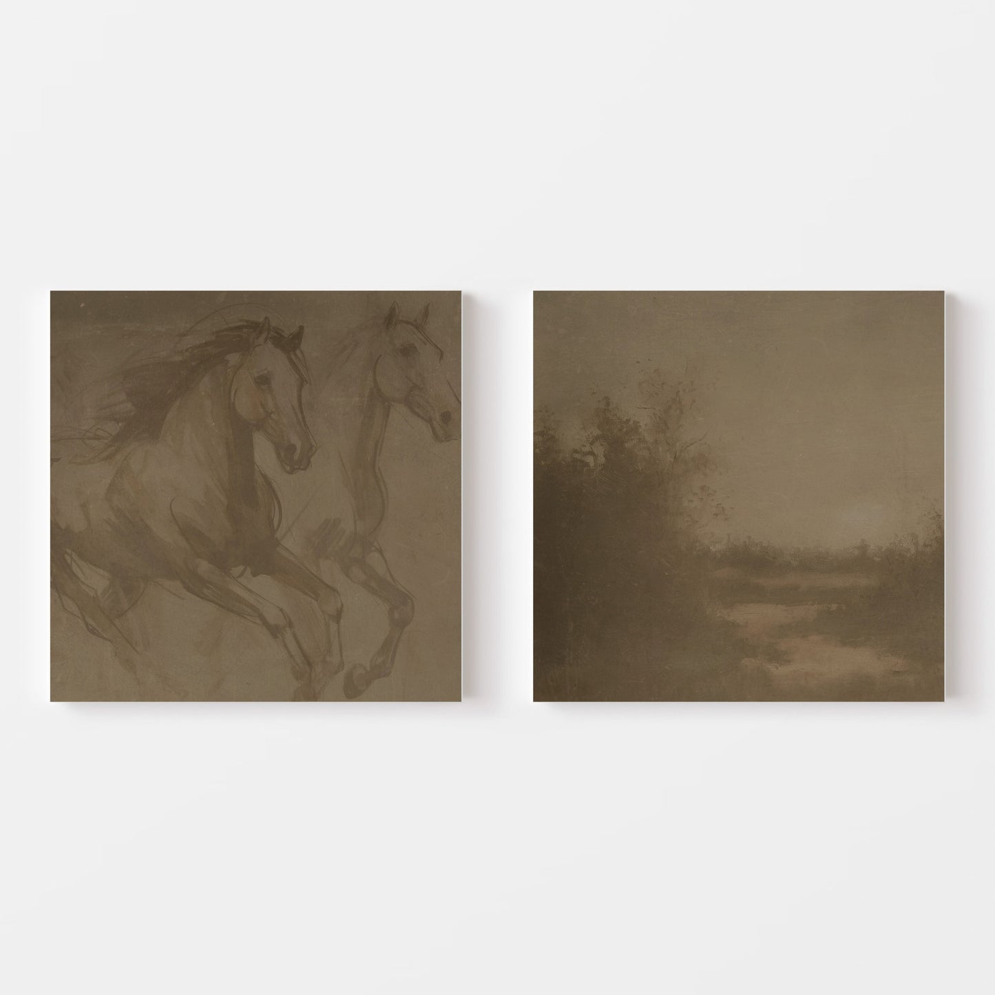 Wild Horses Square Framed Canvas Duo