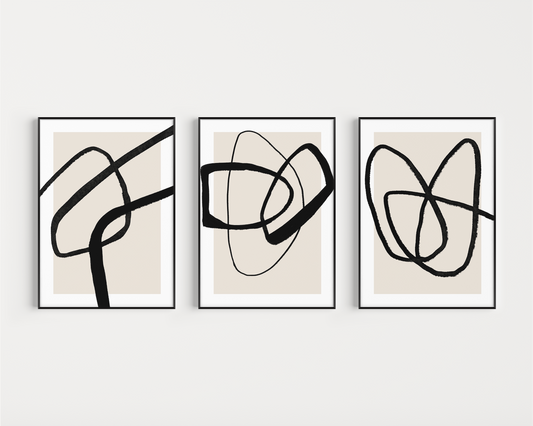 Abstract Form Trio - Beige - AureousHome
