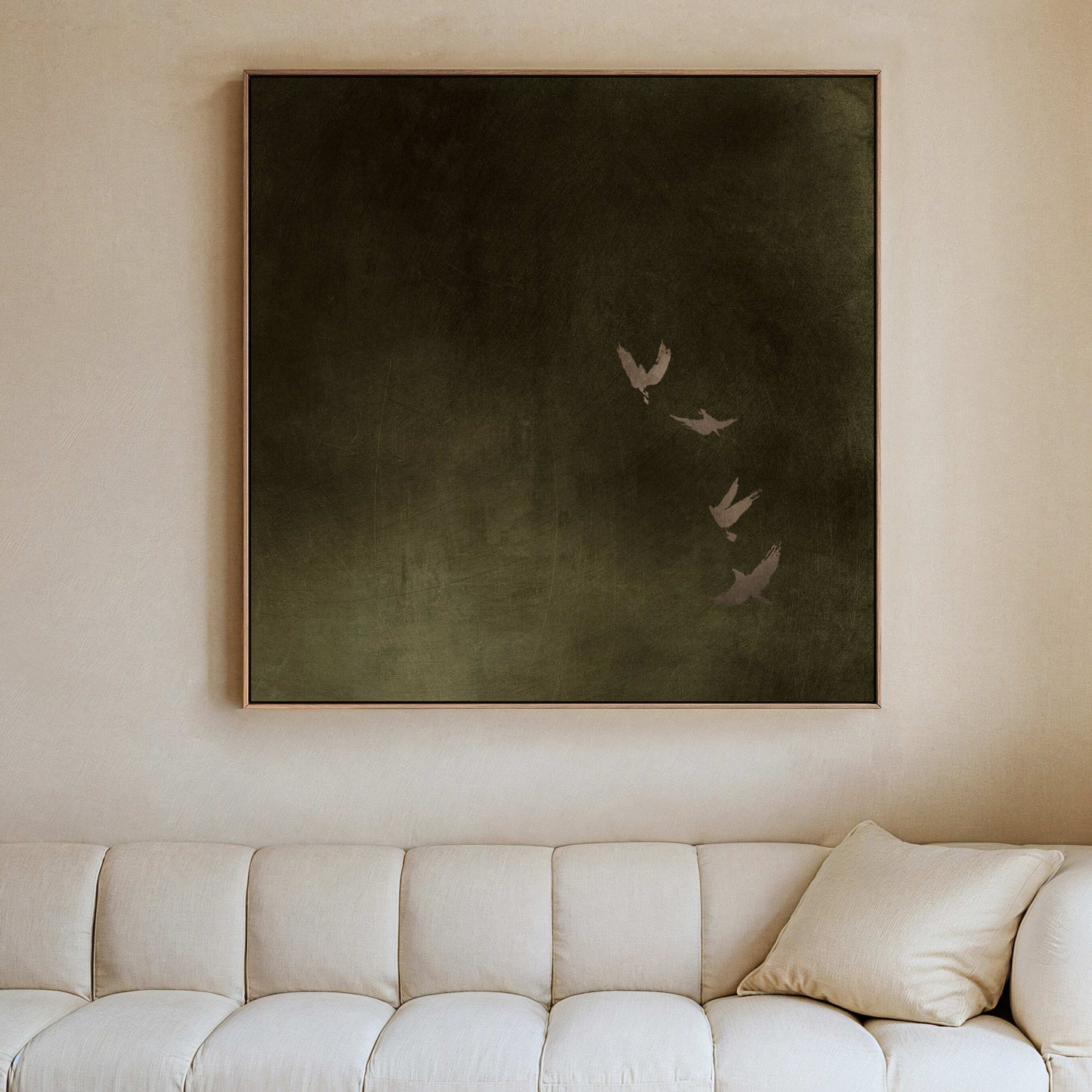 Sky Dance Framed Canvas - Smoky Olive