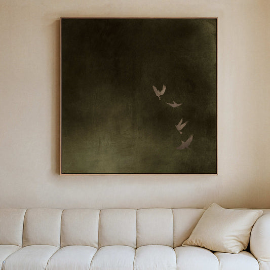 Sky Dance Framed Canvas - Smoky Olive