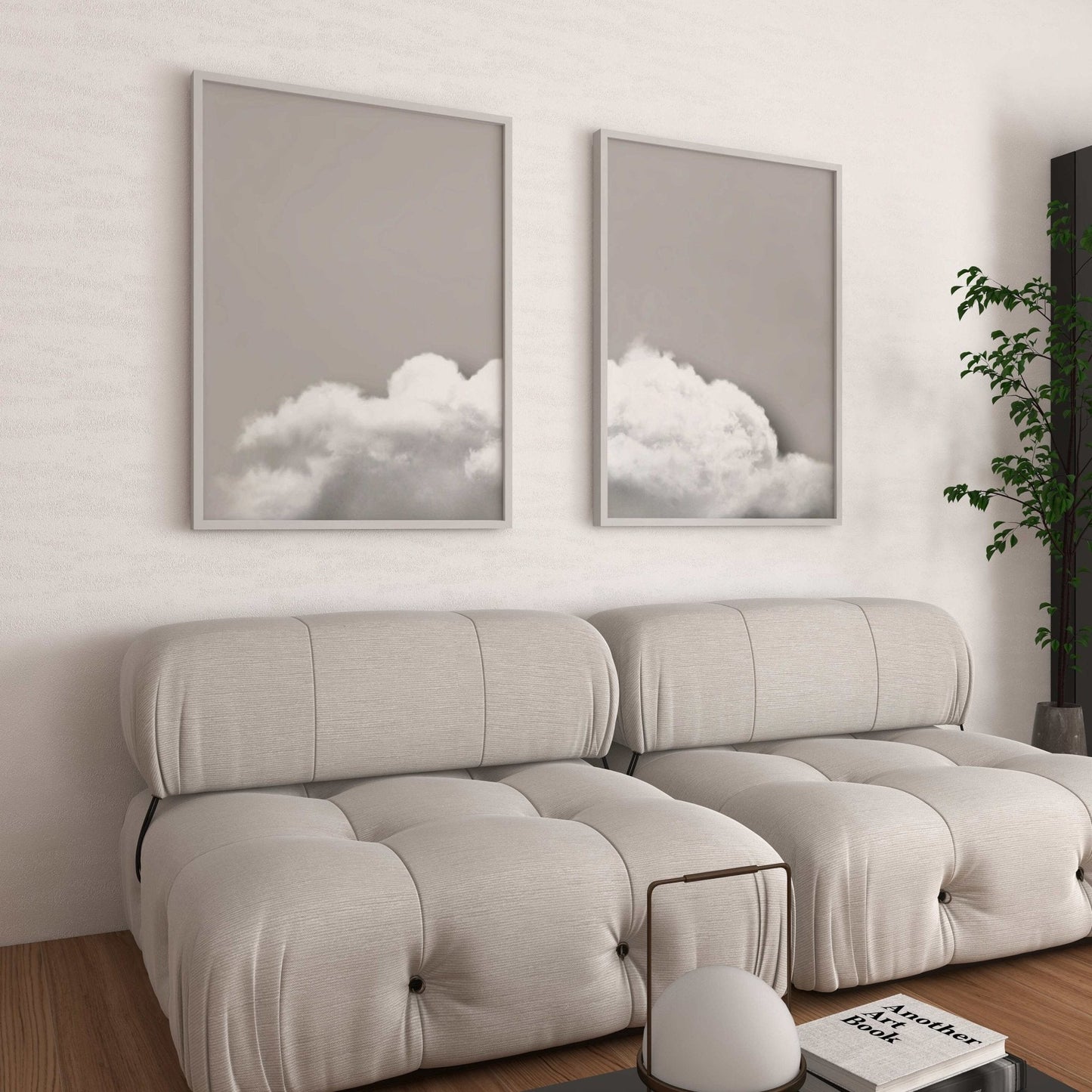 Above The Clouds Duo wall art prints in grey by Aureous 