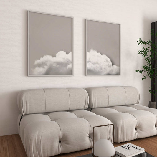 Above The Clouds Duo wall art prints in grey by Aureous 