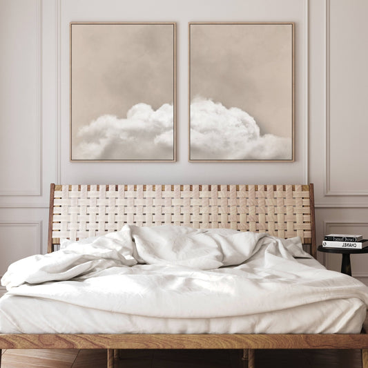 Above the Clouds Framed Canvas Duo - Neutral - AureousHome