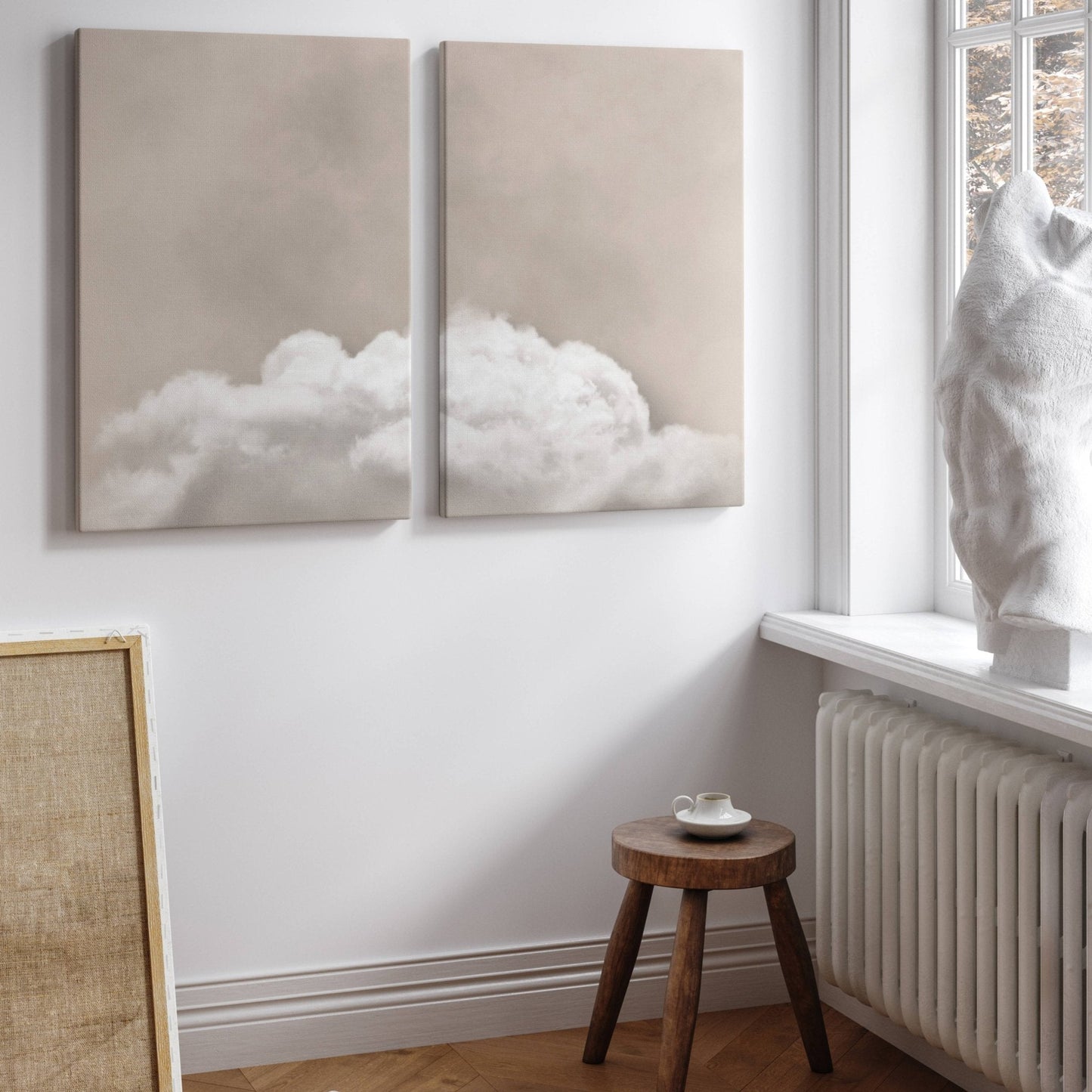 Above the Clouds Framed Canvas Duo - Neutral - AureousHome