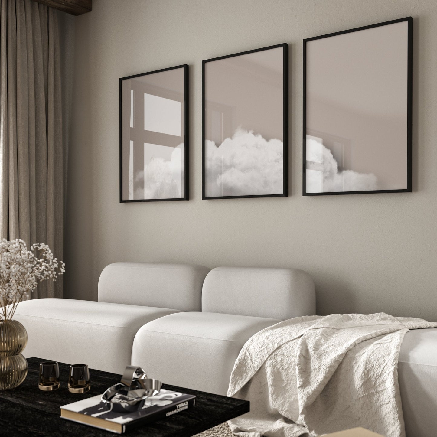 Above The Clouds Trio - Beige - AureousHome
