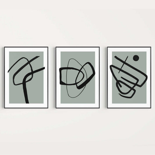 Abstract Form Trio - Sage - AureousHome
