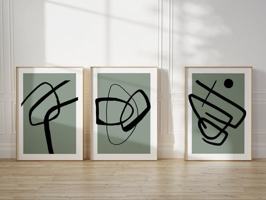 Abstract Form Trio - Sage - AureousHome