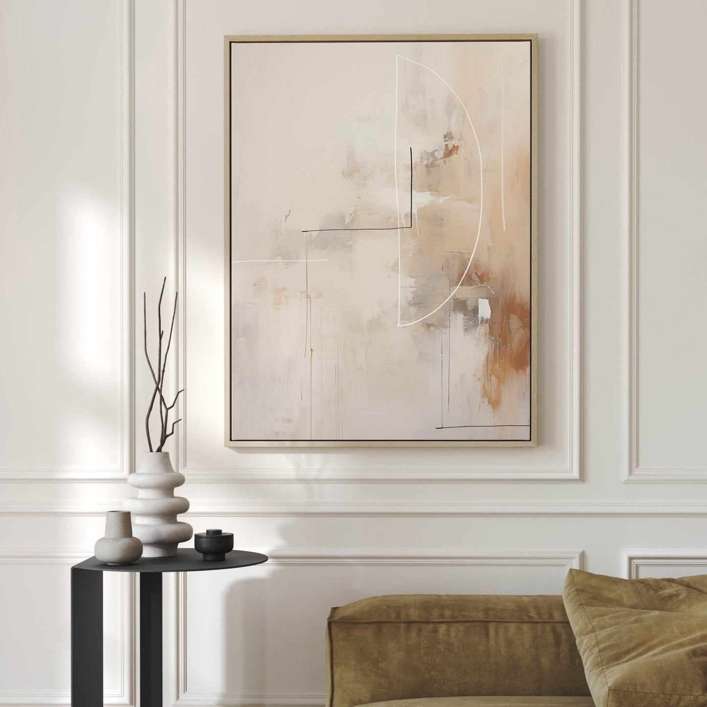 Akito Framed Canvas - Neutral - AureousHome