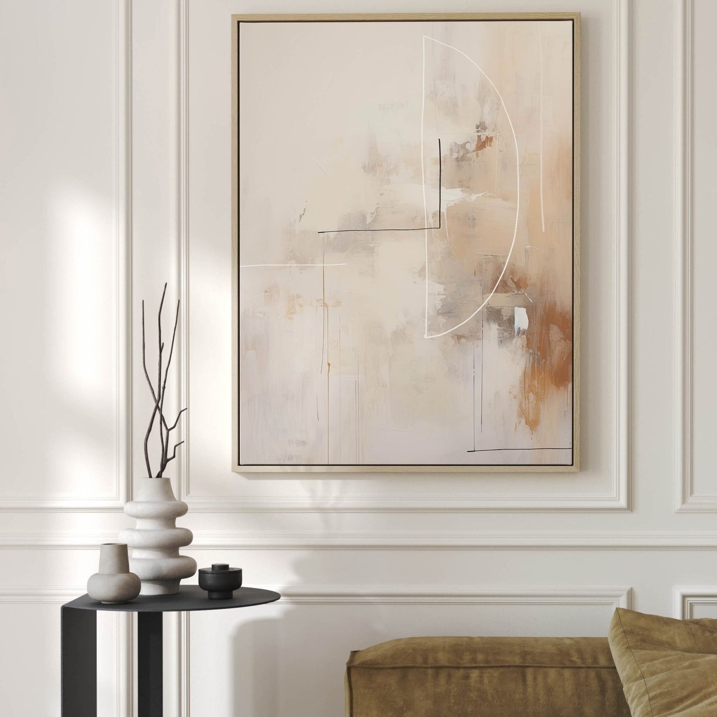 Akito Framed Canvas - Neutral - AureousHome