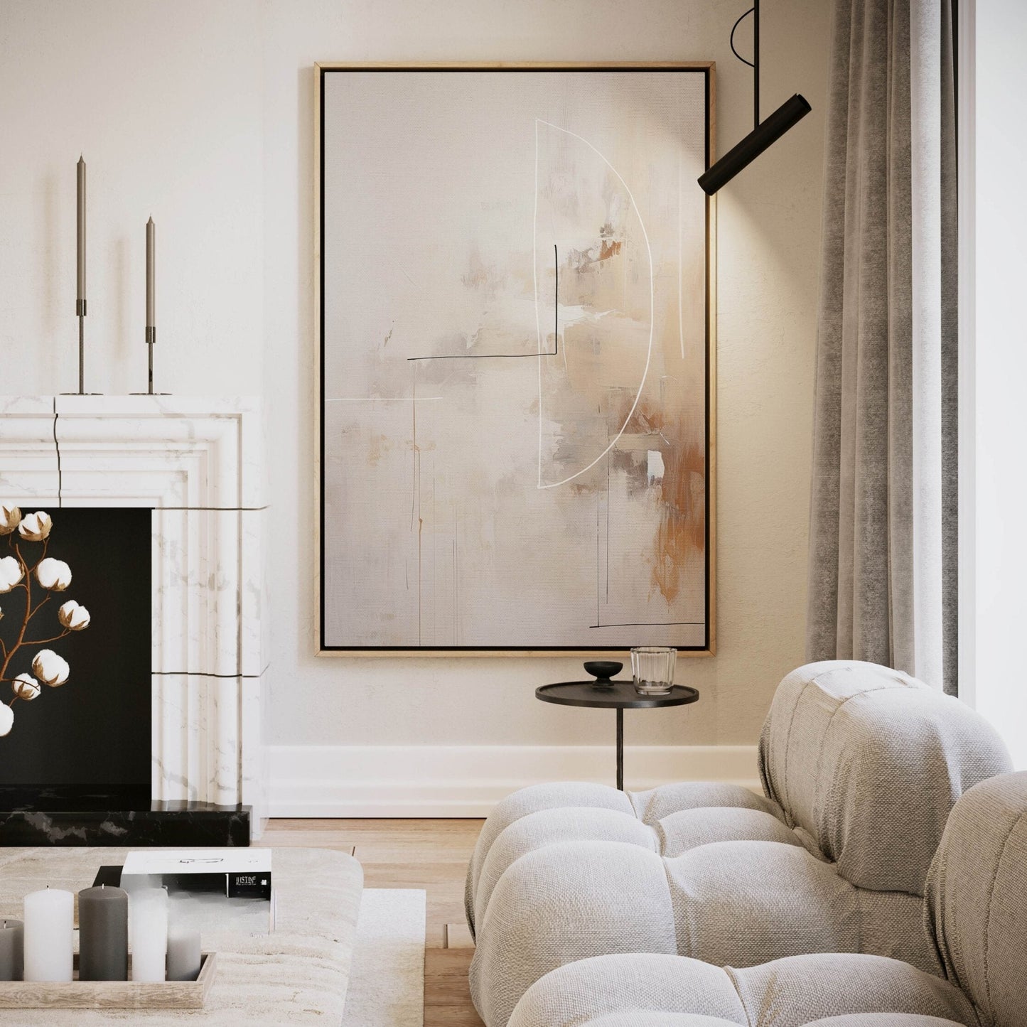 Akito Framed Canvas - Neutral - AureousHome