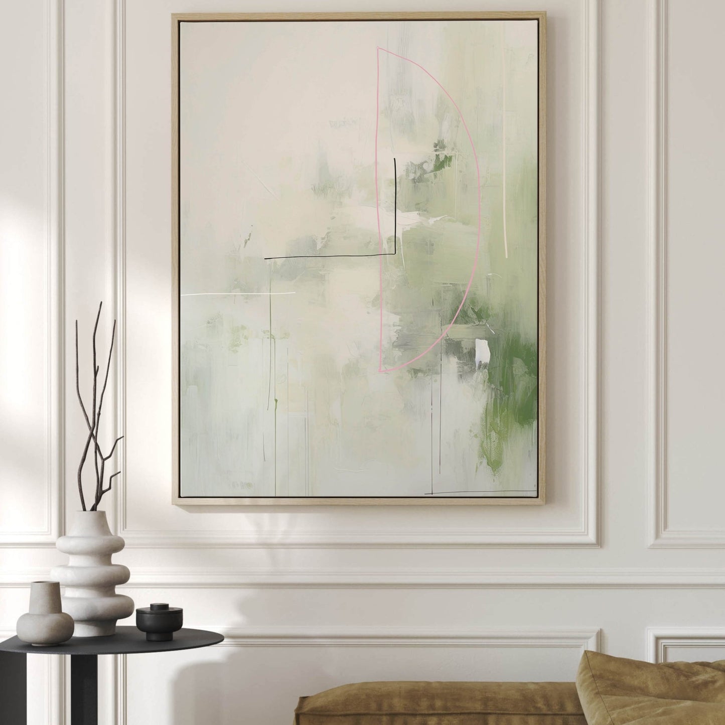 Akito Framed Canvas - Sage Green - AureousHome