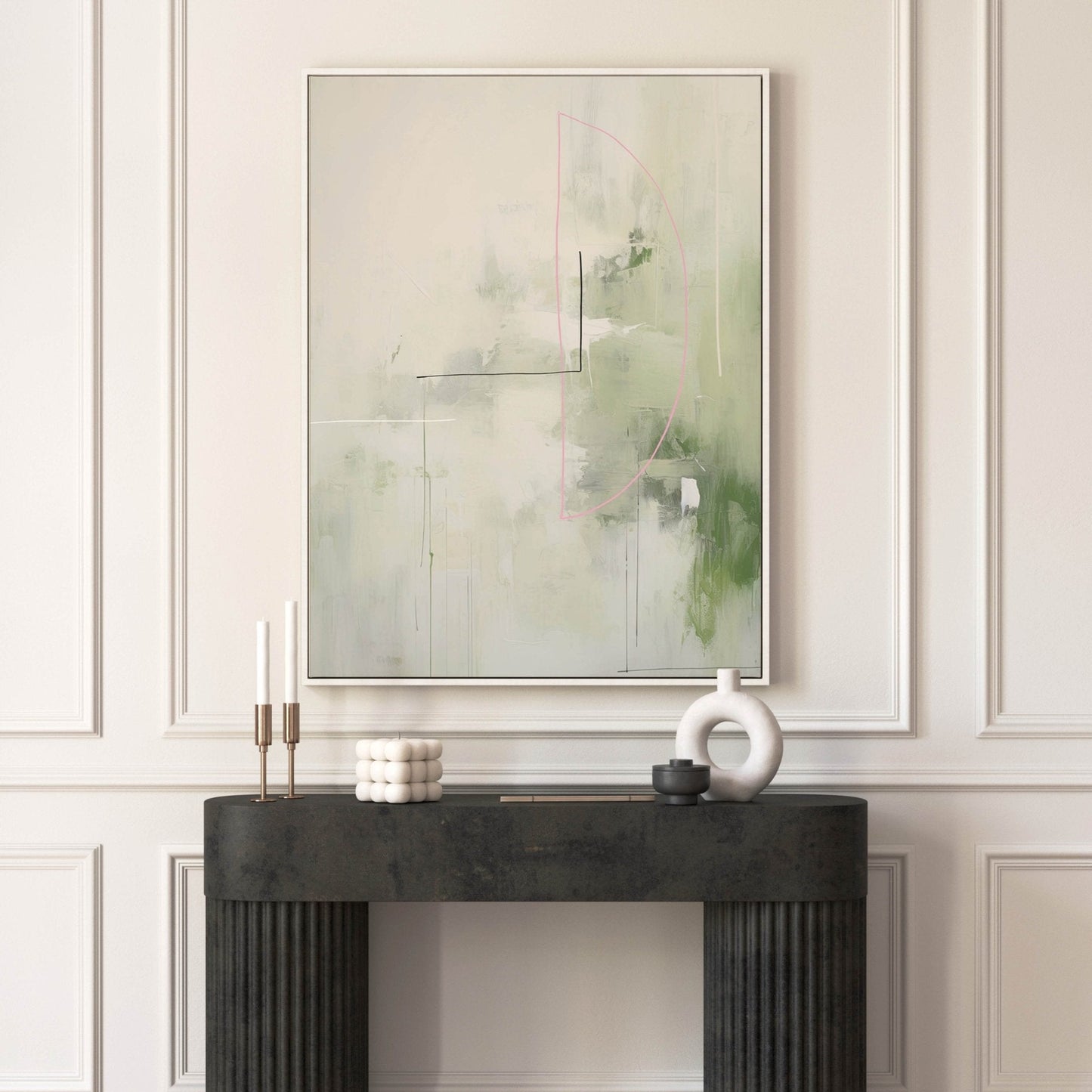 Akito Framed Canvas - Sage Green - AureousHome