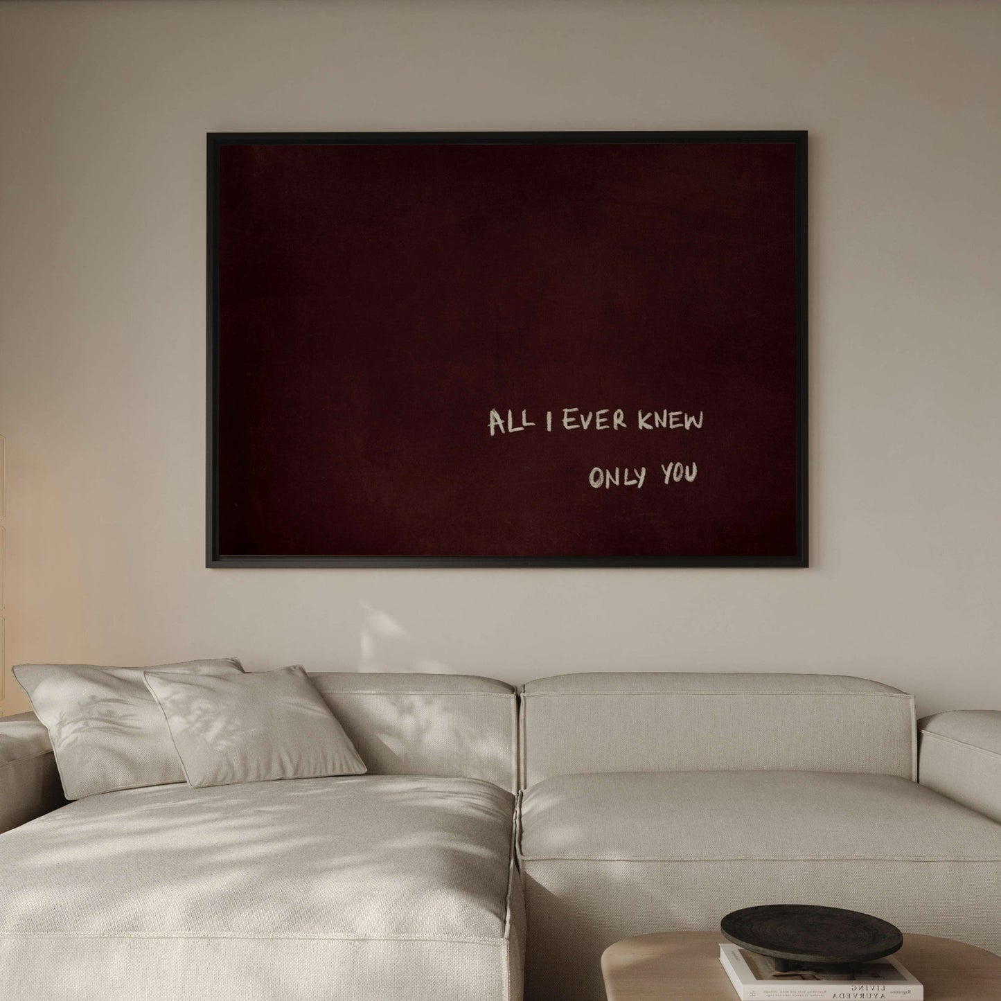All I Ever Knew Only You Framed Canvas - Burgundy / Horizontal - AureousHome