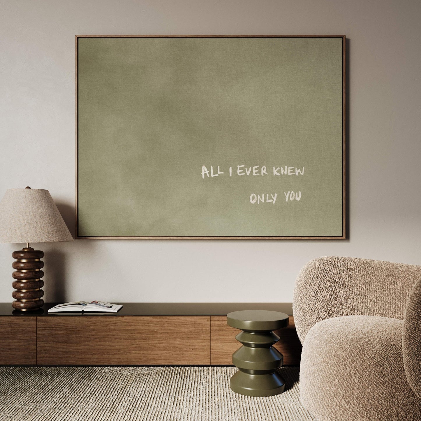 All I Ever Knew Only You Framed Canvas - Olive / Horizontal - AureousHome