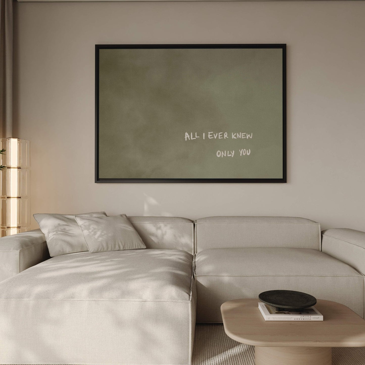 All I Ever Knew Only You Framed Canvas - Olive / Horizontal - AureousHome