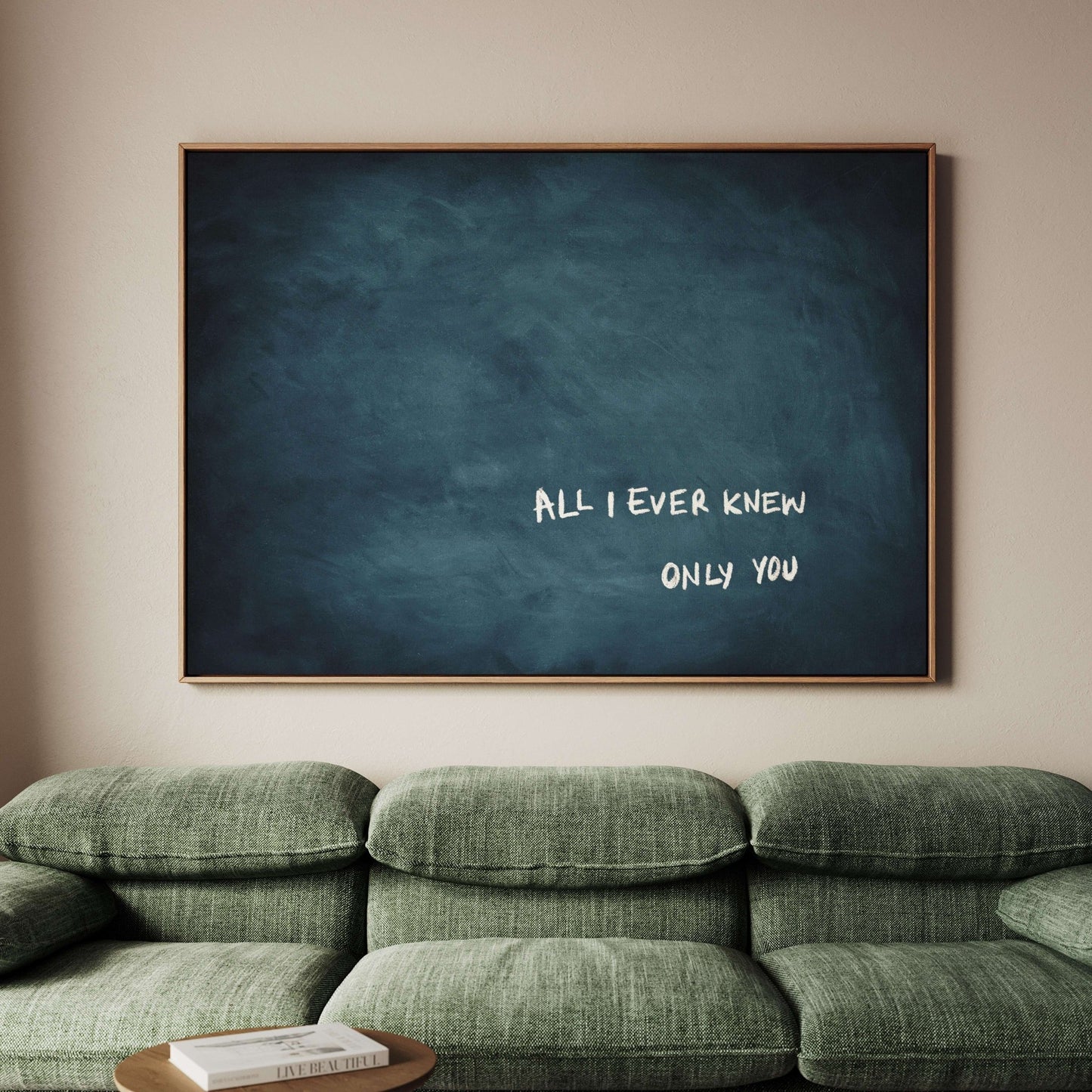All I Ever Knew Only You Framed Canvas - Vintage Blue / Horizontal - AureousHome