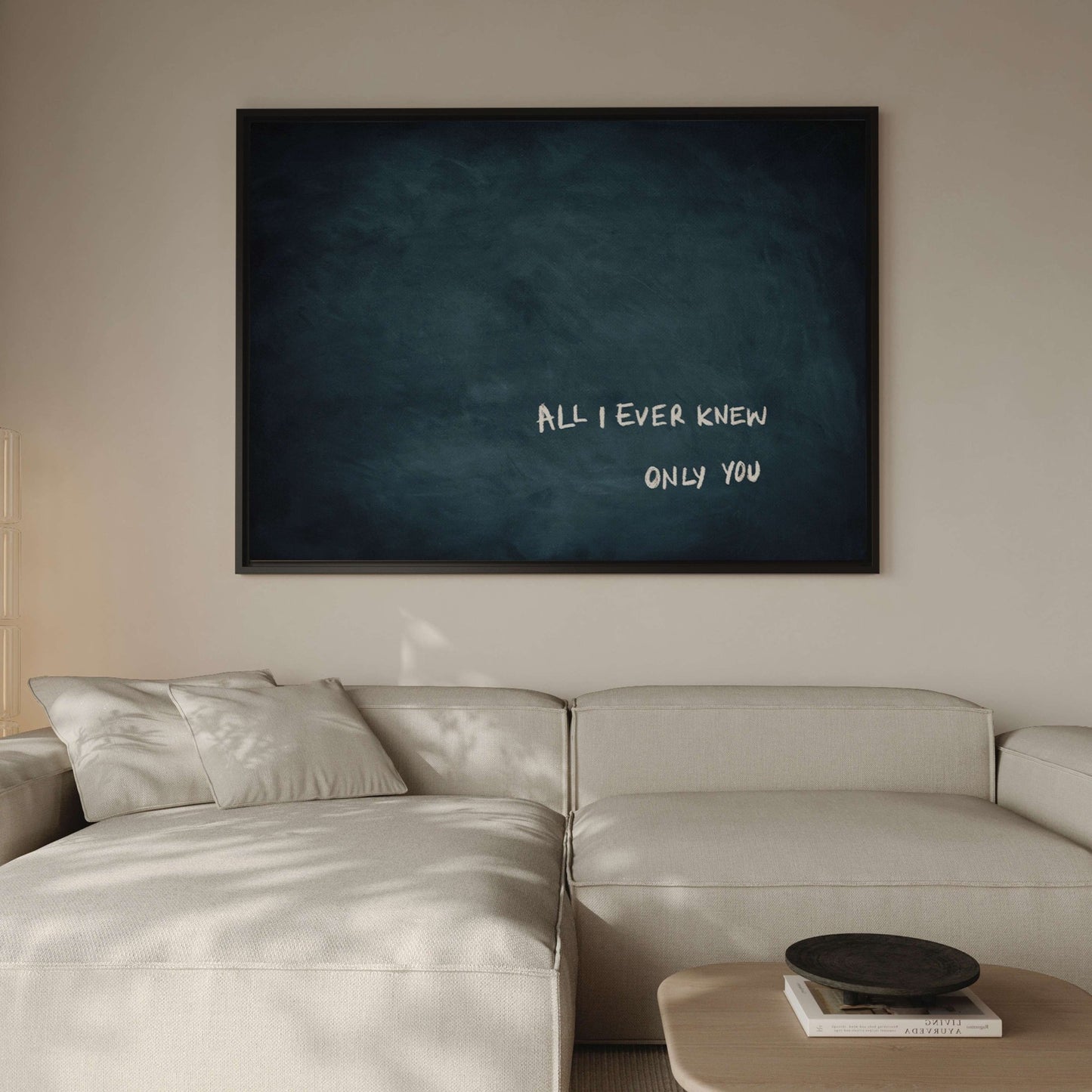 All I Ever Knew Only You Framed Canvas - Vintage Blue / Horizontal - AureousHome